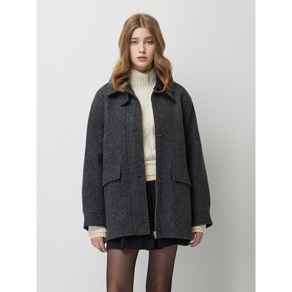 미뉴엣 디테쳐블 카라 하프 코트_SACT33561DG