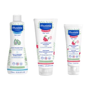 무스텔라 목욕놀이 세트 (멀티센서리 버블배스 750ml+수딩 로션 200ml+수딩 크림 40ml)