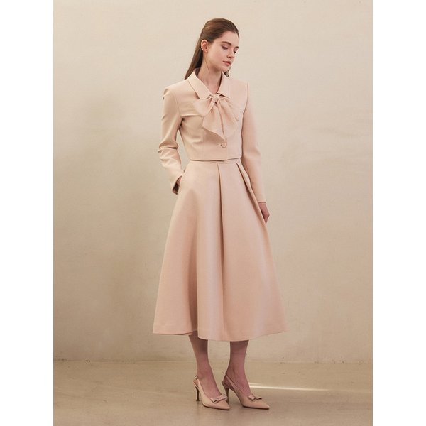[SET] Lucy Tie Jacket + Lucy Long Skirt (Pink Beige)