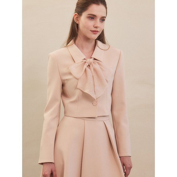 [SET] Lucy Tie Jacket + Lucy Long Skirt (Pink Beige)