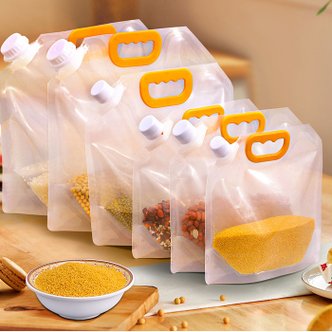 카푸 만능투명백3L 2개세트 폐용기 곡물보관 투명 밀봉 식품 쌀 콩 용기 노즐 곡물저장 봉투 포장,