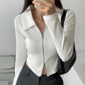 크롭 투웨이 자크 집업 카라 긴팔티셔츠 TS415