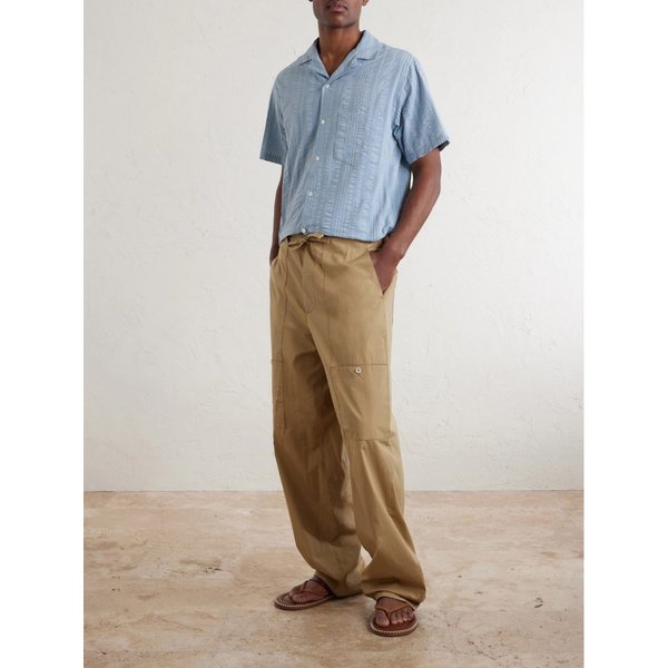 포르투기스 플란넬 프라나 캠프 칼라 스트라이프 코튼 셔츠 46376663163010571