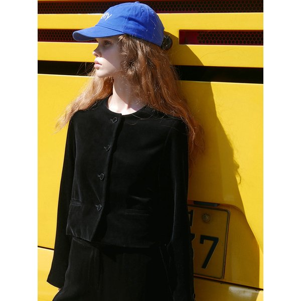 Collarless Velvet Jacket