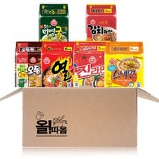  오뚜기 진라면 매운맛 5개 + 열라면 5개 + 스낵면 5개 + 오동통면 5개 + 김치라면 5개 + 쇠고기미역국라면 4개