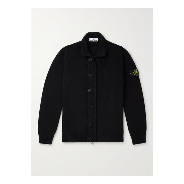 로고 아플리케 울 혼방 가디건 블랙 46376663162906333