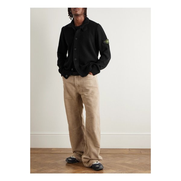 로고 아플리케 울 혼방 가디건 블랙 46376663162906333