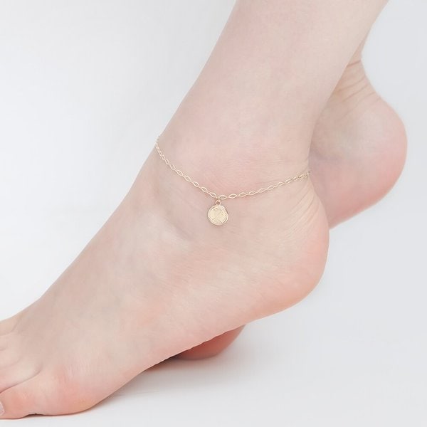 14K GOLD 러브퀸 코인 펜던트 베이직 데일리 체인 발찌