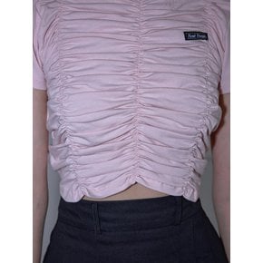 Shirring Slim Tee [Pink]