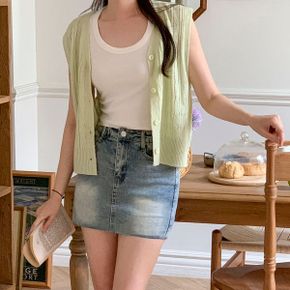 포리안 워싱 스판 컷팅 데님 미니 스커트  3color _P397175915
