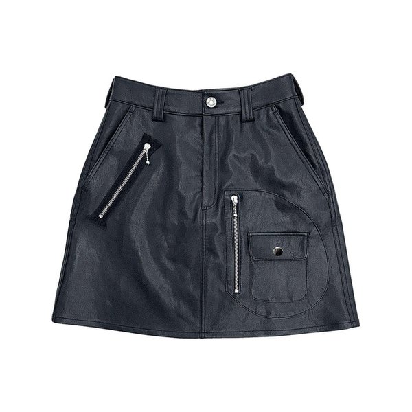 BLACK FAUX LEATHER BIKER DETAIL MINI SKIRT