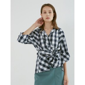 ROBE TOP_navy check