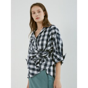 ROBE TOP_navy check