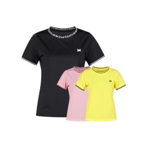 여성 레터링 라운드넥 텐션 반팔 티셔츠_P433479826