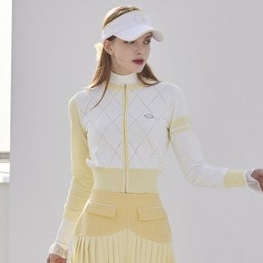 여성 골프웨어 제이제인 다이아 펀칭 썸머 니트 집업 (Yellow)