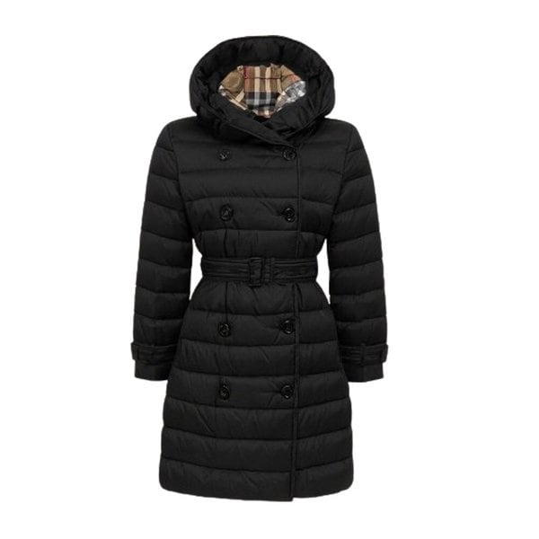 버버리 여성 위틀리 벨티드 롱 다운 자켓 블랙 8105208