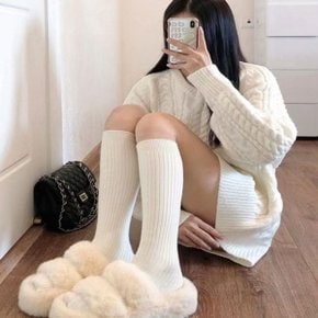 겨울여성패션 무릎양말 골지 긴 면 반스타킹 니삭스 여자