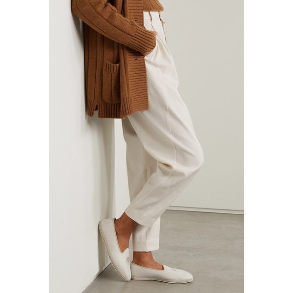 베니스 자수 캐시미어 혼방 플란넬 슬리퍼 에크루 18706561955889801