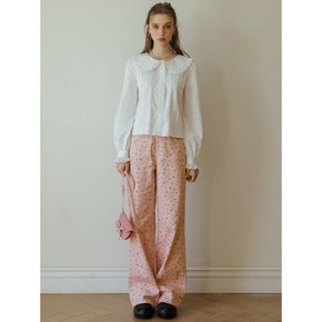 Cest_Floral loose straight pink pants