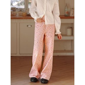 Cest_Floral loose straight pink pants