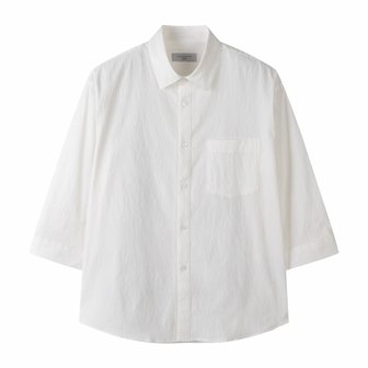 커스텀멜로우 [아울렛 전용] basic seersucker 3/4 sleeve shirt_C9SAM24301WHX