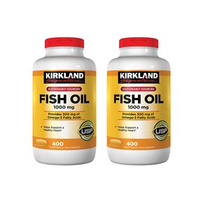 커클랜드 미국코스트코 오메가3 피쉬오일 1000mg 소프트젤 400정 2개 Omega-3 Fish Oil Softgels