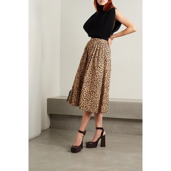 아담 립스 레오파드 프린트 코튼 트윌 미디 스커트 42247633208479762