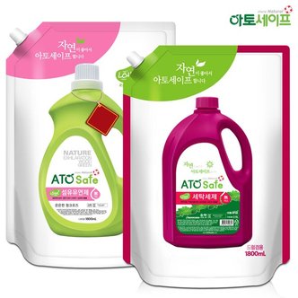 아토세이프 세탁세제SET 세제1.8L 1개 + 핑크로즈향 1.8 1개/아토세이프세제/섬유유연제추천