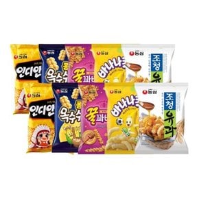 농심 꿀꽈배기 90g 2개 + 바나나킥 75g 2개 + 조청유과 96g 2개 + 콩