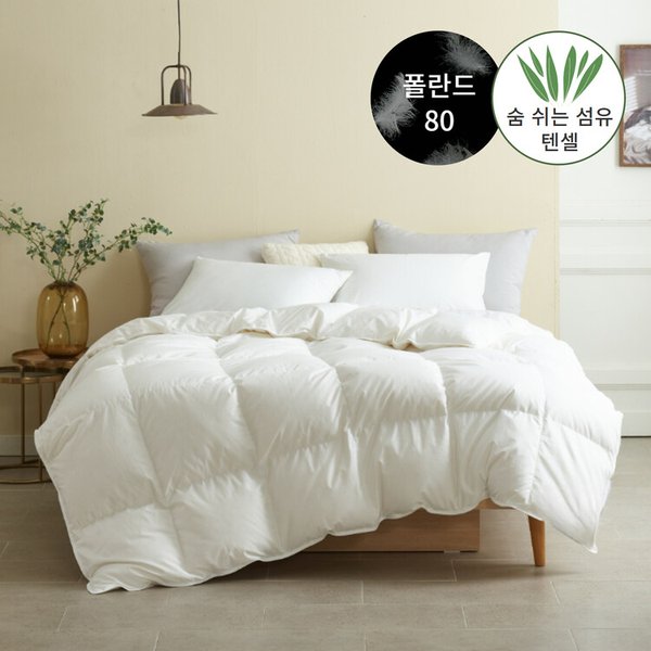 겨울용 폴란드 숨 쉬는 텐셀 구스 이불(솜털80) - 퀸1000g