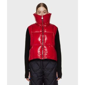 IENKI 여성 집 패딩 베스트 실키 레드 ZIP VEST SILKY RED