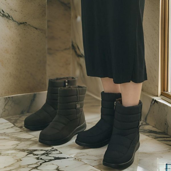 [옷자락] 여성 안감 털 패딩 지퍼 데일리 미들부츠