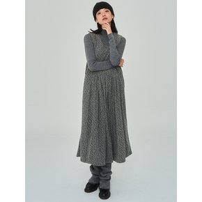 Flower Corduroy Gray Dress