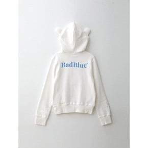 Bear Ear Zipup Crop Hoodie Ivory