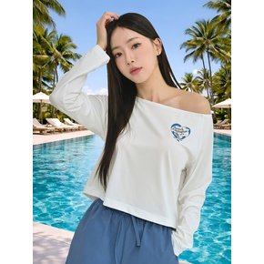 백슬릿 디테일 하트 그래픽 크롭 래쉬가드 / RJ393W