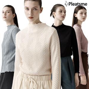플리츠미 (신세계 단독기획)(백화점 동일!) 25FW 플리츠미 쉐브론 자수 블라우스 (직)