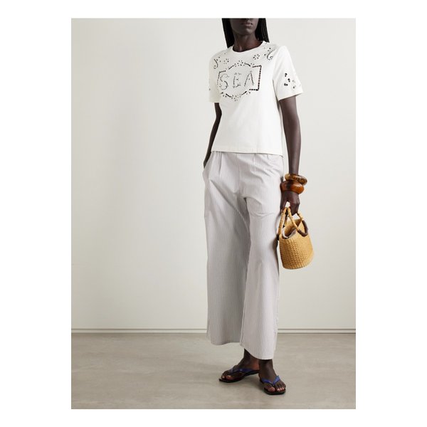 마리 브로드리 앙글레즈 코튼 저지 티셔츠 화이트 46376663162873842