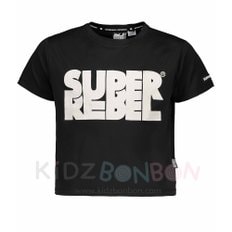 [SUPERREBEL] 슈퍼레벨 드라이핏 크롭 티셔츠_099 블랙 (BLACK) (최초판매가:59,000원)