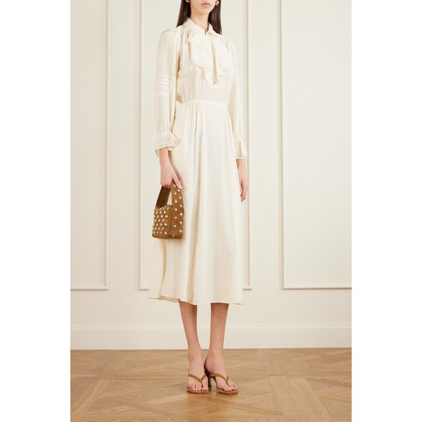 메종 메일 조엘디 러플 레이스 트림 실크 샤르무즈 크레이프 드 신 원피스 46376663163039990