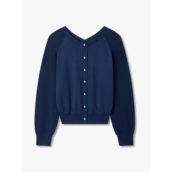 백 그래픽 니트 가디건_네이비 7116250409