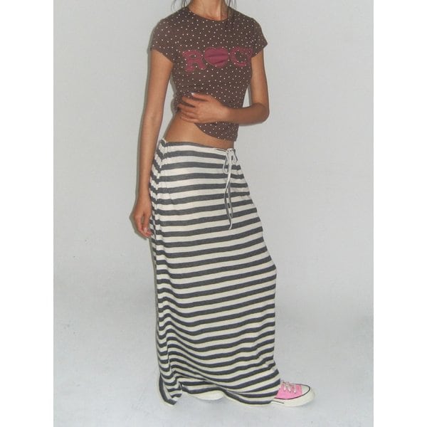 Comfy Stripe Skirt Grey