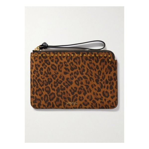 스터드 레오파드 프린트 가죽 파우치 46376663162889690
