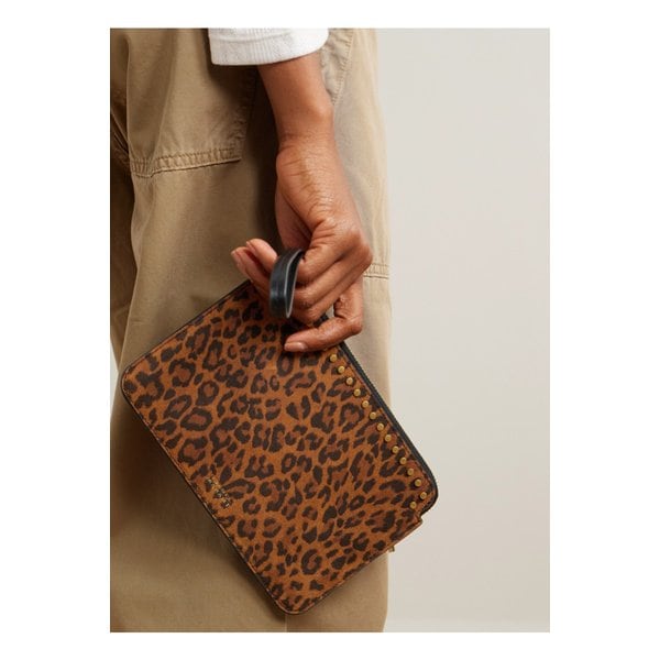스터드 레오파드 프린트 가죽 파우치 46376663162889690