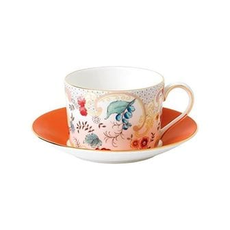  미국 웨지우드 찻잔 Wedgwood Wonderlust Teacup Saucer Set Rococo Flowers 1345671