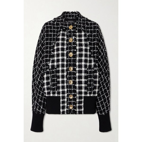 프레이드 체크 부클 트위드 봄버 재킷 46376663162945951