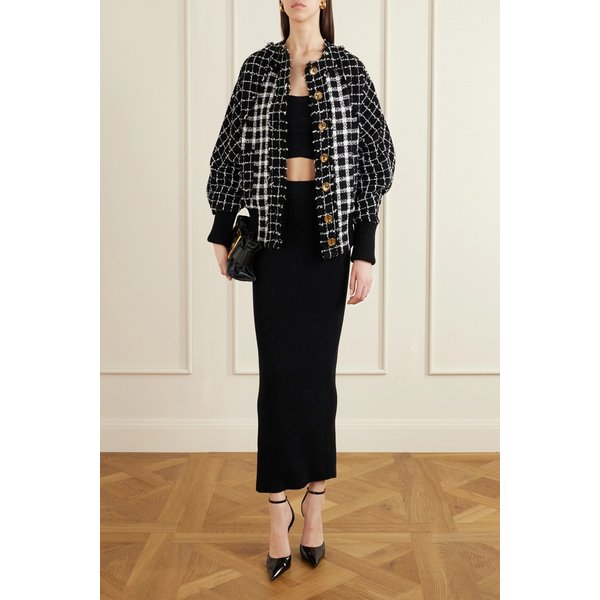 프레이드 체크 부클 트위드 봄버 재킷 46376663162945951