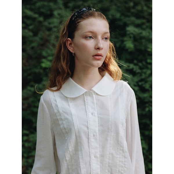 Mellow Collar Shirring Blouse White_F253BL01
