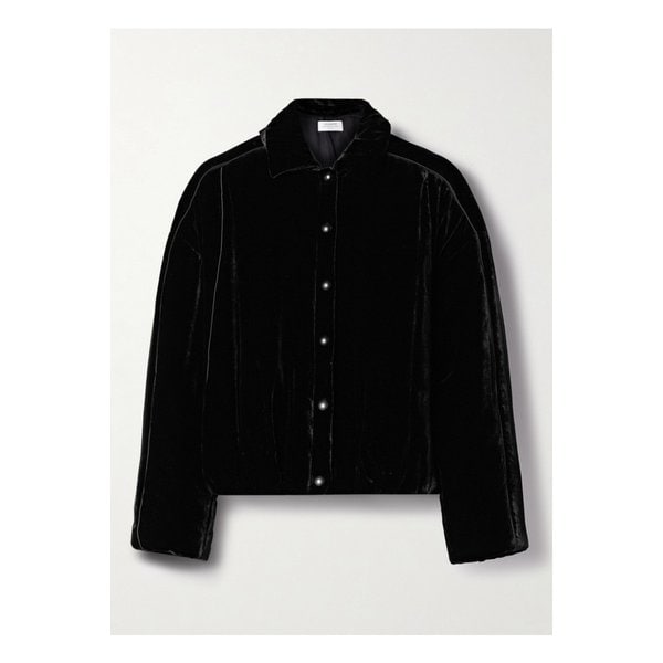 라 리뉴 셀리아 새틴 트리밍 패딩 벨벳 재킷 블랙 1647597354763052