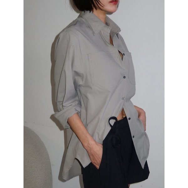 더블 카라 셔츠_카키그레이
