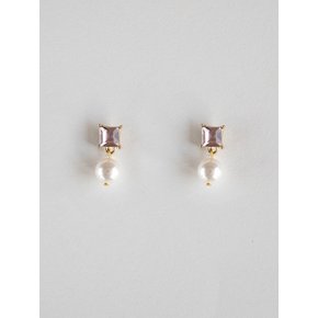 Pink crystal and pearl drop earring